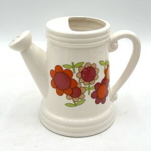 Vintage Retro Colorful Flowers Ceramic Watering Can Music Box Made in Japan